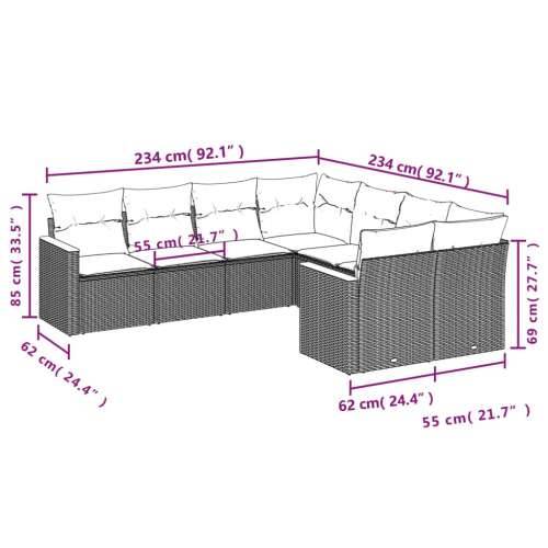 Vrtna garnitura - 8-dijelni set vrtnih sofa od poliratana s jastucima sivi - Siva 1 Cijena
