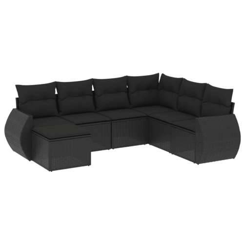 Vrtna garnitura - 7-dijelni set vrtnih sofa od poliratana s jastucima crni - Crna 1 Bez stola Cijena