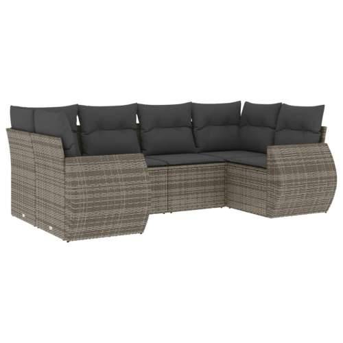 Vrtna garnitura - 6-dijelni set vrtnih sofa od poliratana s jastucima sivi - Siva 1 Cijena