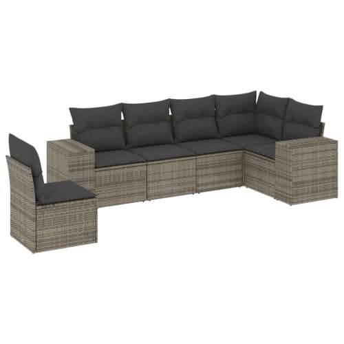 Vrtna garnitura - 6-dijelni set vrtnih sofa od poliratana s jastucima sivi - Siva Bez stola 1 Cijena