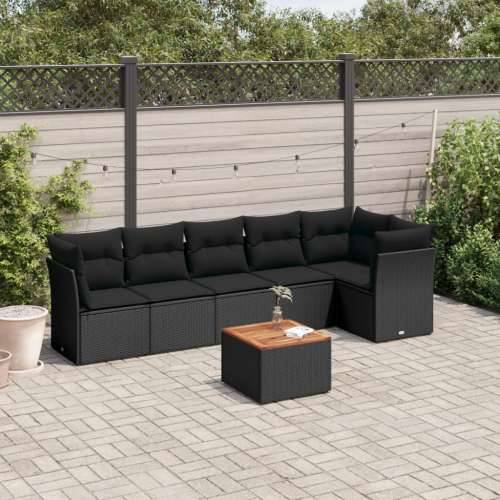 Vrtna garnitura - 7-dijelni set vrtnih sofa od poliratana s jastucima crni - Crna stol + 3x kutna + 3x srednja 1 Cijena