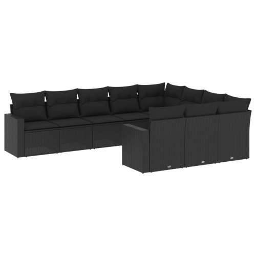 Vrtna garnitura - 10-dijelni set vrtnih sofa s jastucima crni od poliratana - Crna 1 Bez stola Cijena