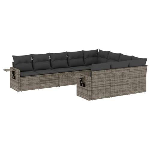 Vrtna garnitura - 10-dijelni set vrtnih sofa od poliratana s jastucima sivi - Siva Bez stola 1 Cijena
