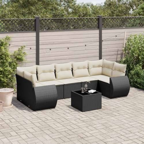Vrtna garnitura - 9-dijelni set vrtnih sofa od poliratana s jastucima crni Crna i krem 1 Cijena