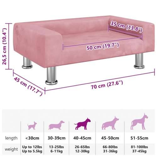 Krevet za pse ružičasti 70 x 45 x 26,5 cm baršunasti - Ružičasta 70 x 45 x 26.5 cm Cijena