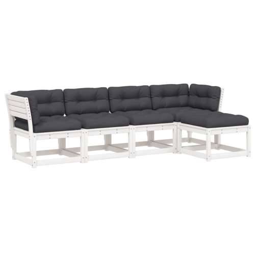Vrtna garnitura - 5-dijelni set vrtnih sofa s jastucima bijeli masivna borovina - Bijela 1 Cijena