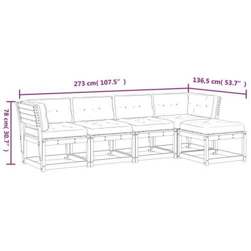Vrtna garnitura - 5-dijelni set vrtnih sofa s jastucima bijeli masivna borovina - Bijela 1 Cijena