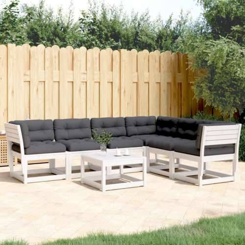 Vrtna garnitura - 6-dijelni set vrtnih sofa s jastucima bijeli masivna borovina - Bijela 1 Cijena