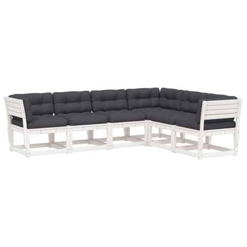 Vrtna garnitura - 6-dijelni set vrtnih sofa s jastucima bijeli masivna borovina - Bijela 1 Cijena