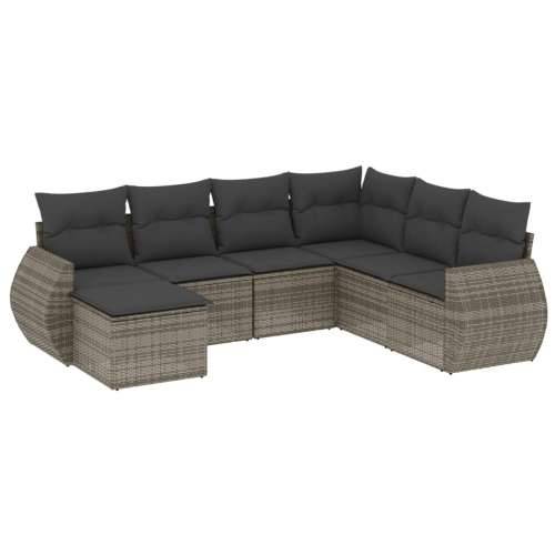 Vrtna garnitura - 7-dijelni set vrtnih sofa sivi od poliratana - Siva 1 Bez stola Cijena