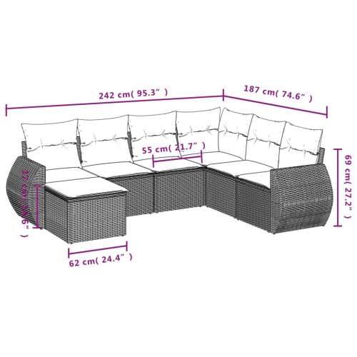 Vrtna garnitura - 7-dijelni set vrtnih sofa sivi od poliratana - Siva 1 Bez stola Cijena
