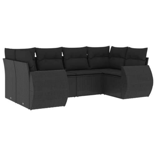 Vrtna garnitura - 6-dijelni set vrtnih sofa s jastucima crni od poliratana - Crna 1 Cijena