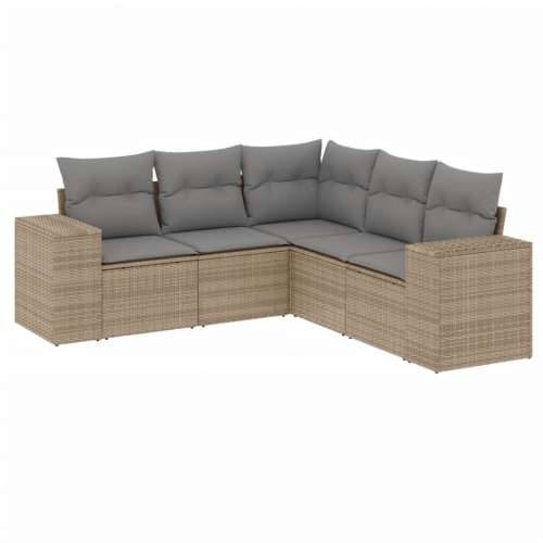 5-dijelni vrtni set sofa s jastucima bež od poliratana - bež i siva Bez stola 1 Cijena