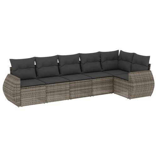 Vrtna garnitura - 6-dijelni set vrtnih sofa od poliratana s jastucima sivi - Siva Bez stola 1 Cijena