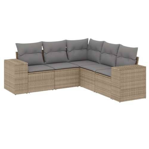 5-dijelni vrtni set sofa s jastucima bež od poliratana - bež i siva Bez stola 1 Cijena