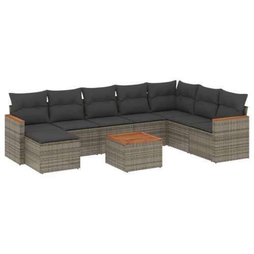 Vrtna garnitura - 9-dijelni set vrtnih sofa od poliratana s jastucima sivi - Siva Sa stolom 1 Cijena