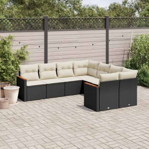 Vrtna garnitura - 8-dijelni set vrtnih sofa od poliratana s jastucima crni - Crna i krem 1 Cijena