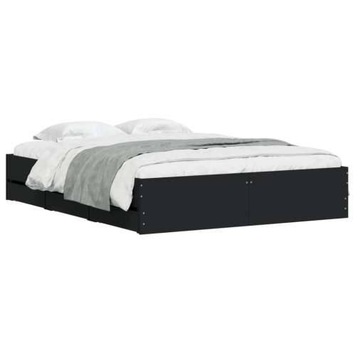 Okvir kreveta s ladicama crni 150 x 200 cm konstruirano drvo - Crna 150 x 200 cm Cijena