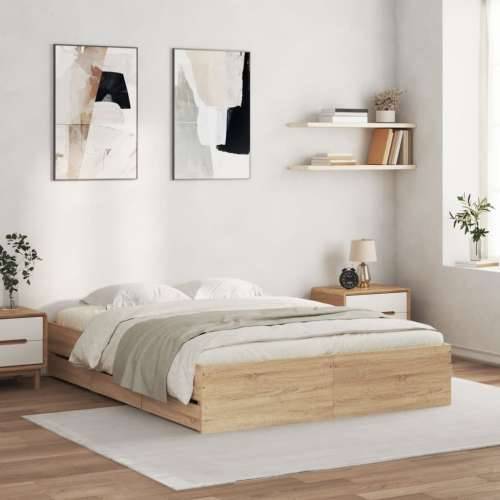 Okvir kreveta s ladicama boja hrasta sonome 150 x 200 cm drveni - sonoma hrast 150 x 200 cm Cijena