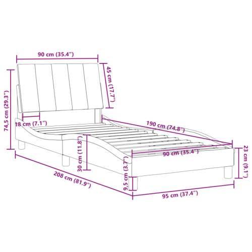 Okvir za krevet bez madraca tamnosivi 90x190 cm baršunasti - Tamno siva 90 x 190 cm Cijena