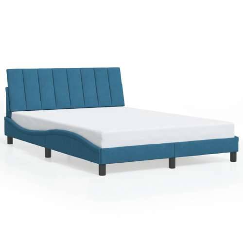 Okvir za krevet s uzglavljem plavi 120 x 200 cm baršunasti - Plava 120 x 200 cm Cijena