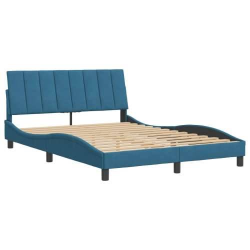 Okvir za krevet s uzglavljem plavi 120 x 200 cm baršunasti - Plava 120 x 200 cm Cijena