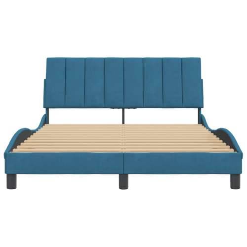 Okvir za krevet s uzglavljem plavi 120 x 200 cm baršunasti - Plava 120 x 200 cm Cijena