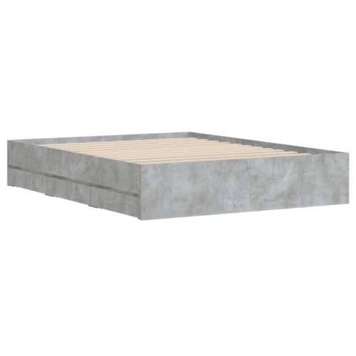 Okvir kreveta s ladicama siva boja betona 150 x 200 cm drveni - Beton siva 150 x 200 cm Cijena