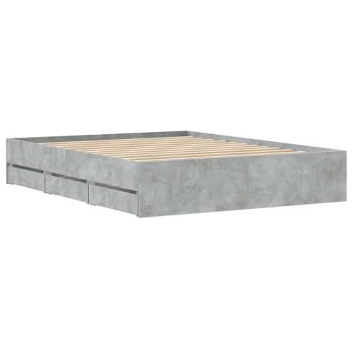Okvir kreveta s ladicama siva boja betona 150 x 200 cm drveni - Beton siva 150 x 200 cm Cijena