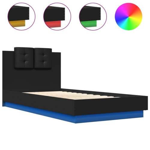 Okvir za krevet s uzglavljem i LED svjetlima crni 75x190 cm - Crna 75 x 190 cm Cijena