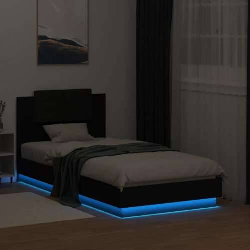 Okvir za krevet s uzglavljem i LED svjetlima crni 75x190 cm - Crna 75 x 190 cm Cijena