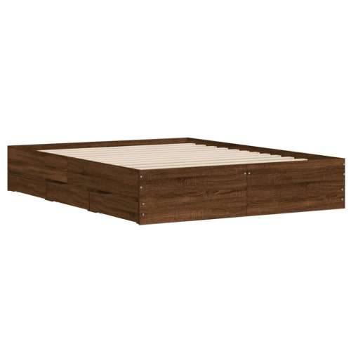 Okvir za krevet s ladicama boja hrasta 150x200 cm drveni Smeđi hrast 150 x 200 cm Cijena