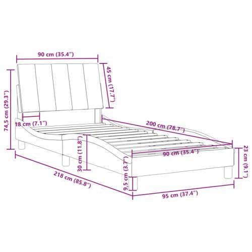 Okvir za krevet s uzglavljem crni 90x200 cm baršunasti - Crna 90 x 200 cm Cijena