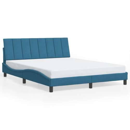 Okvir za krevet s uzglavljem plavi 160 x 200 cm baršunasti Plava 160 x 200 cm Cijena