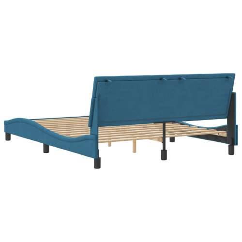 Okvir za krevet s uzglavljem plavi 160 x 200 cm baršunasti Plava 160 x 200 cm Cijena