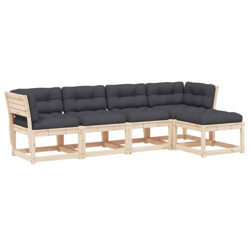Vrtna garnitura - 5-dijelni set vrtnih sofa od masivne borovine s jastucima - Prirodna boja bora 1 Cijena