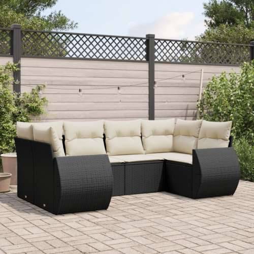 Vrtna garnitura - 6-dijelni set vrtnih sofa s jastucima crni od poliratana - Crna i krem 1 Cijena