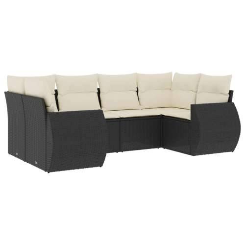Vrtna garnitura - 6-dijelni set vrtnih sofa s jastucima crni od poliratana - Crna i krem 1 Cijena