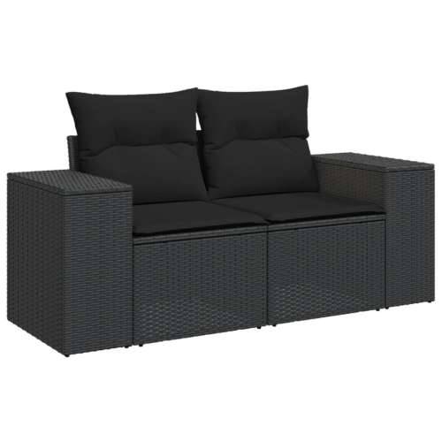 Vrtna garnitura - 6-dijelni set vrtnih sofa s jastucima crni od poliratana - Crna Sa stolom 1 Cijena