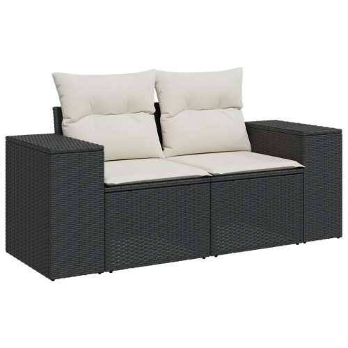 Vrtna garnitura - 6-dijelni set vrtnih sofa s jastucima crni od poliratana - Crna i krem Sa stolom 1 Cijena