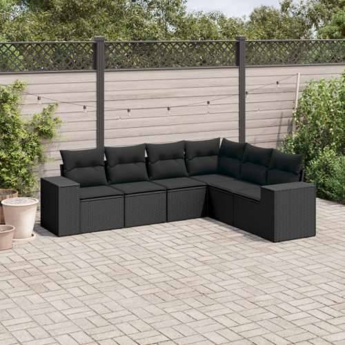 Vrtna garnitura - 6-dijelni set vrtnih sofa s jastucima crni od poliratana - Crna Bez stola 1 Cijena