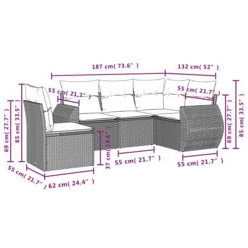 5-dijelni vrtni set sofa s jastucima bež od poliratana - bež i krem Bez stola 1 Cijena