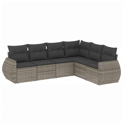 Vrtna garnitura - 6-dijelni set vrtnih sofa od poliratana s jastucima sivi - Siva Bez stola 1 Cijena