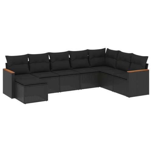 Vrtna garnitura - 8-dijelni set vrtnih sofa od poliratana s jastucima crni - Crna Bez stola 1 Cijena