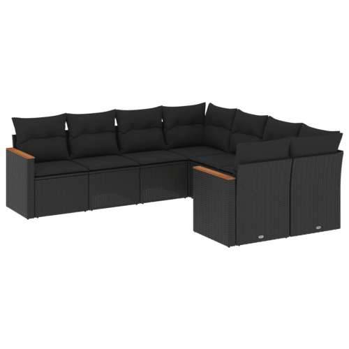 Vrtna garnitura - 8-dijelni set vrtnih sofa od poliratana s jastucima crni - Crna 1 Cijena