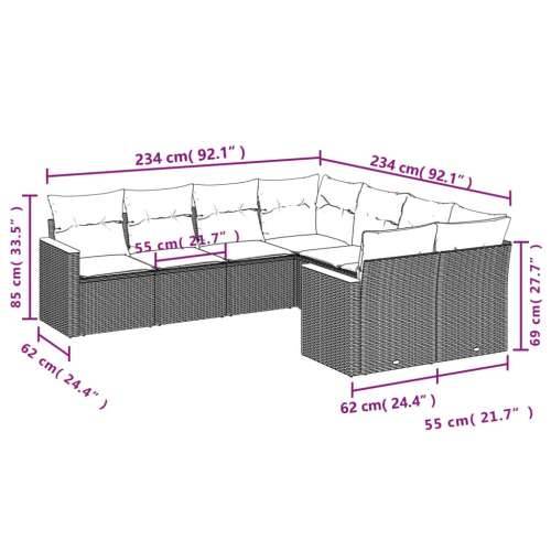 Vrtna garnitura - 8-dijelni set vrtnih sofa od poliratana s jastucima crni - Crna 1 Cijena
