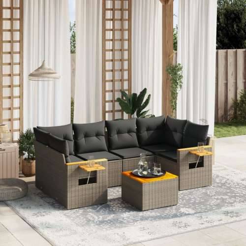 Vrtna garnitura - 7-dijelni set vrtnih sofa sivi od poliratana - Siva 1 Cijena