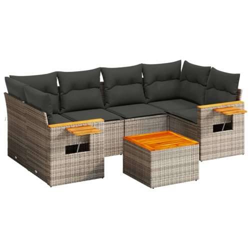 Vrtna garnitura - 7-dijelni set vrtnih sofa sivi od poliratana - Siva 1 Cijena