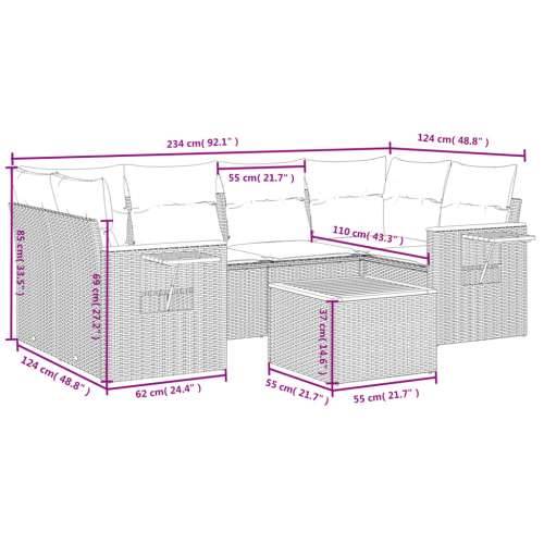 Vrtna garnitura - 7-dijelni set vrtnih sofa sivi od poliratana - Siva 1 Cijena