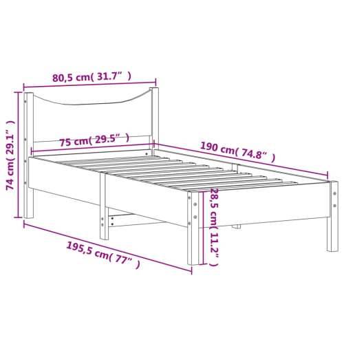 Okvir kreveta bez madraca 75 x 190 cm od masivne borovine - Prirodna 75 x 190 cm Cijena